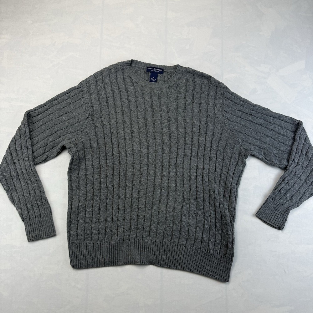 Daniel Cremieux Sweater Mens M Gray Textured Knit Cotton Crewneck